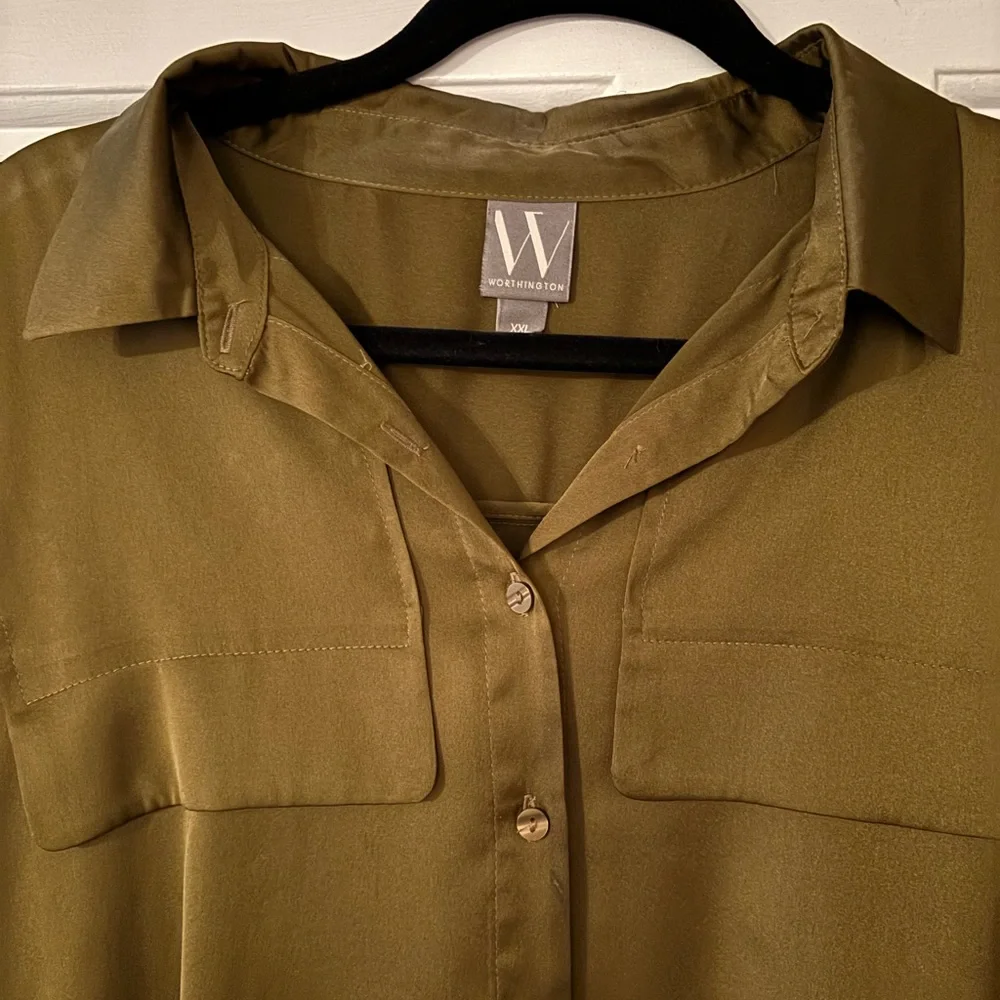 Worthington Olive Button-Down Blouse - Picture 2 of 2